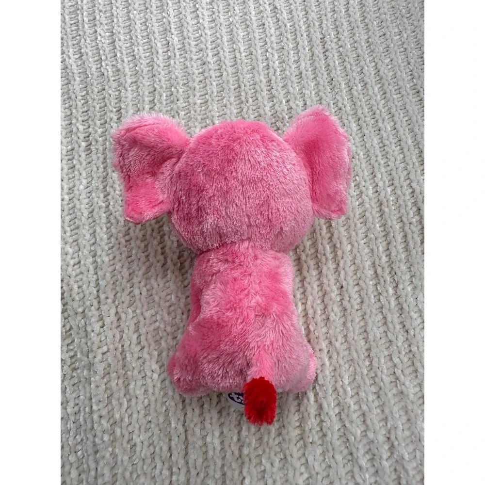 Ty Beanie Boos Tender Elephant Plush Pink Heart Ears 6 inch Stuffed Animal‎ Toy